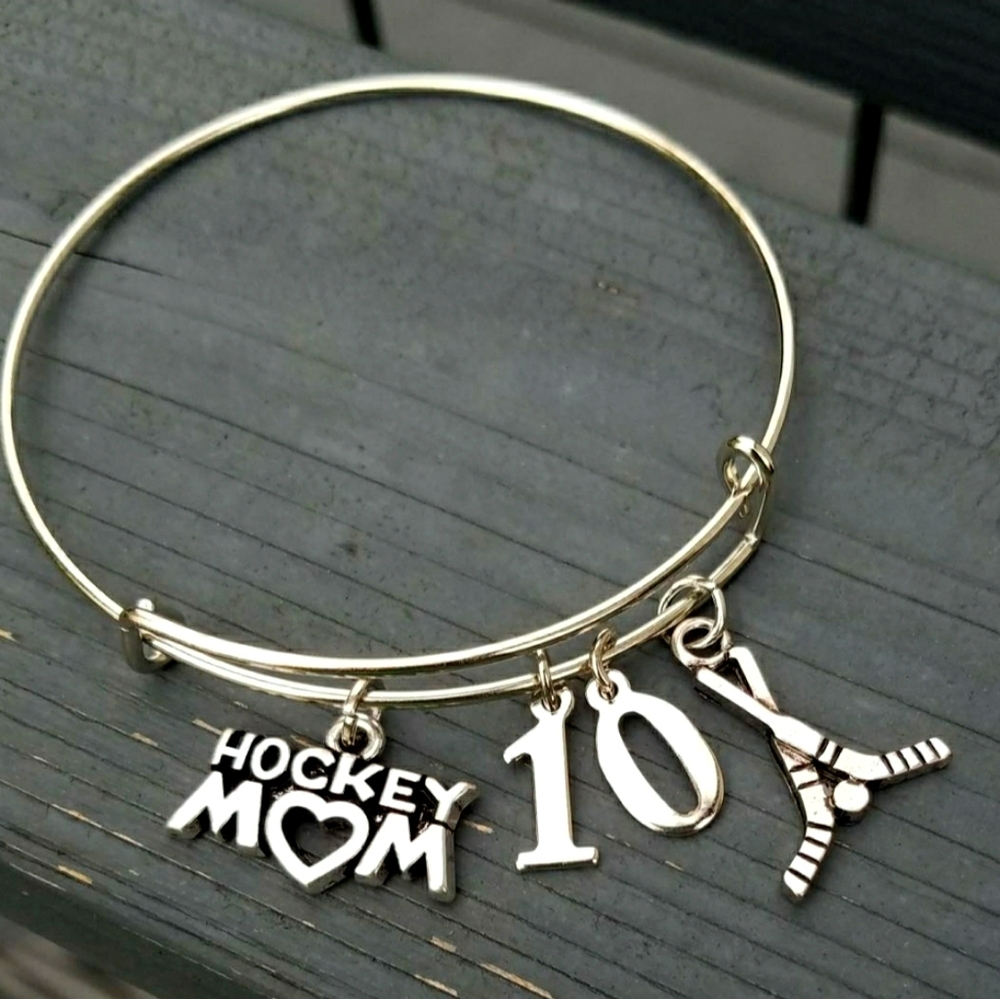 Hockey bracelet personalized numbers mom